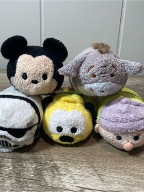 Disney Tsum Tsum plush lot Of 5 Mickey Pluto Dopey Eeyore Storm Trooper 3”